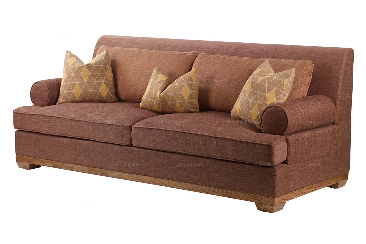 高端品牌美式布藝三人位沙發