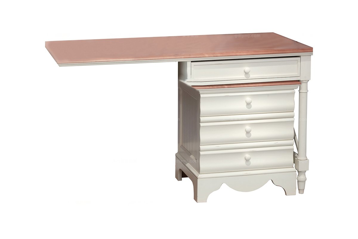 高端品牌美式實(shí)木白色寫字臺