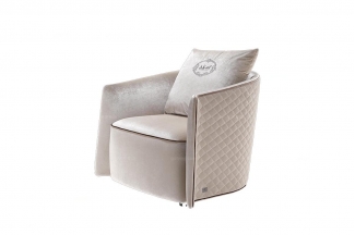 高端現代奢華家具后現代米白色絨布休閑椅（大）