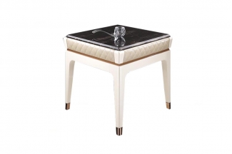 高端時尚酒店家具后現代香檳亮云白龍石面小方幾