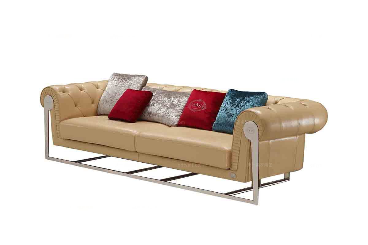 高端別墅后現代真皮三位沙發