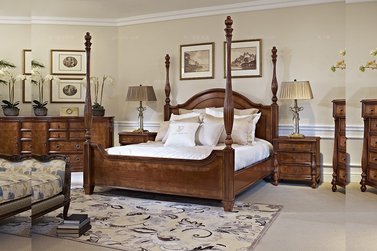 高端家具美式實木高架雙人床