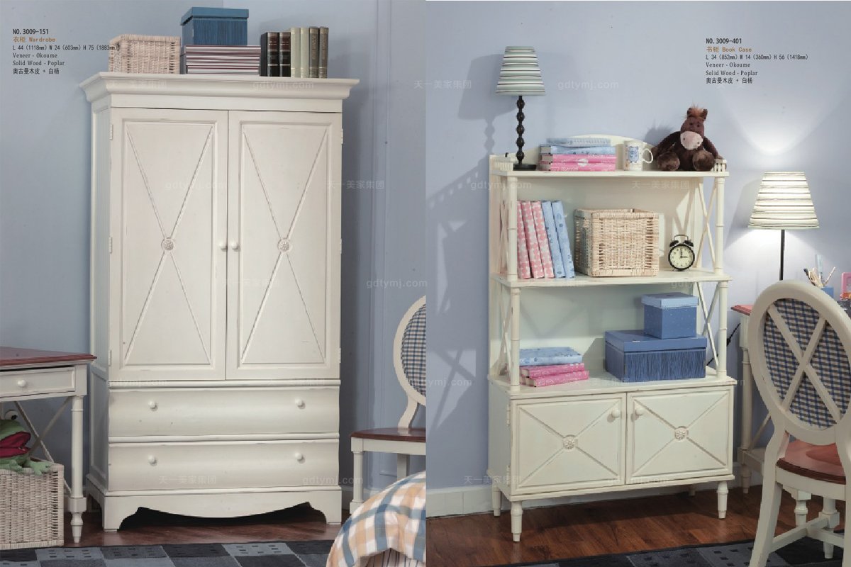 實(shí)木家具美式雙門衣柜