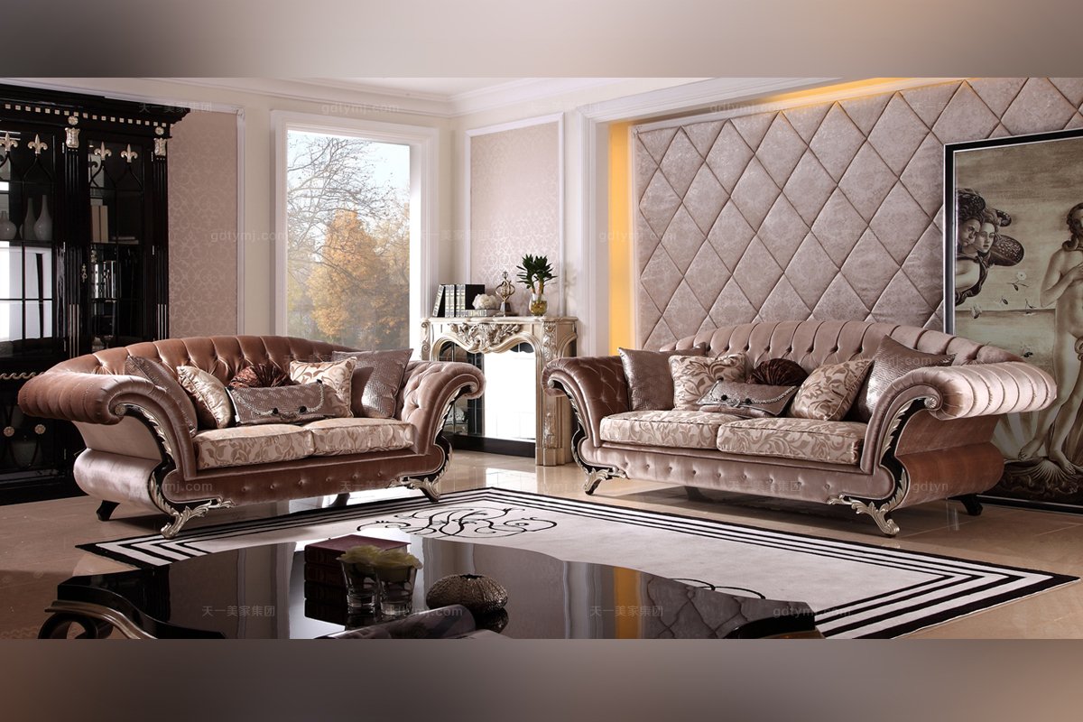 高端奢華新古典布藝三人位沙發