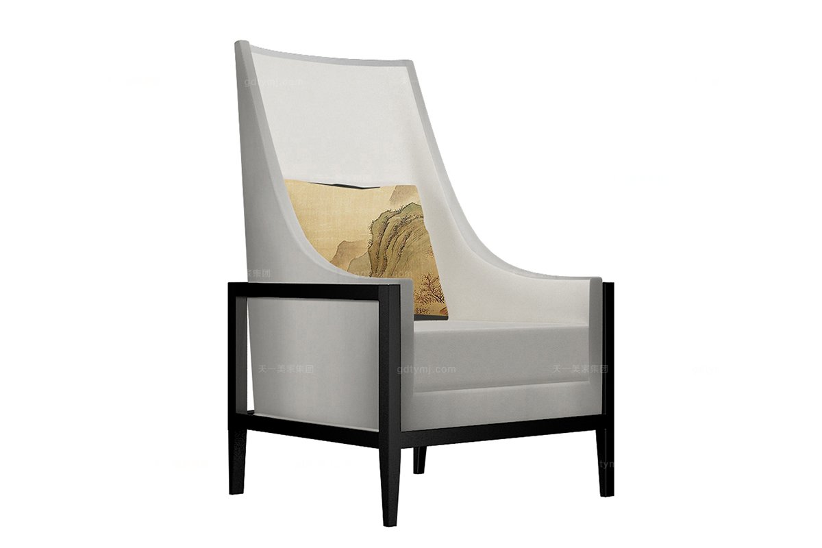 高端新中式條舟單人沙發