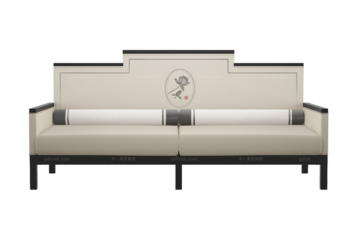 高端新中式山墻長沙發