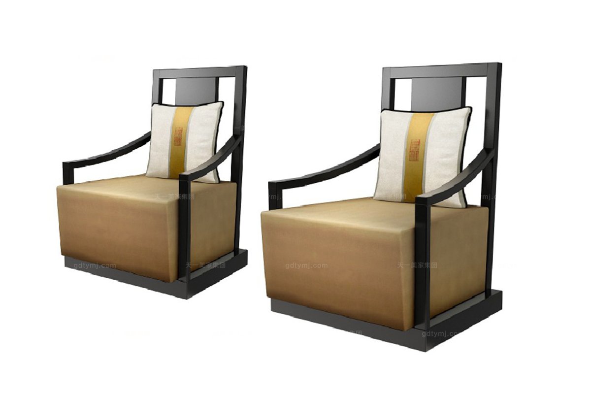 高端新中式單人休閑沙發