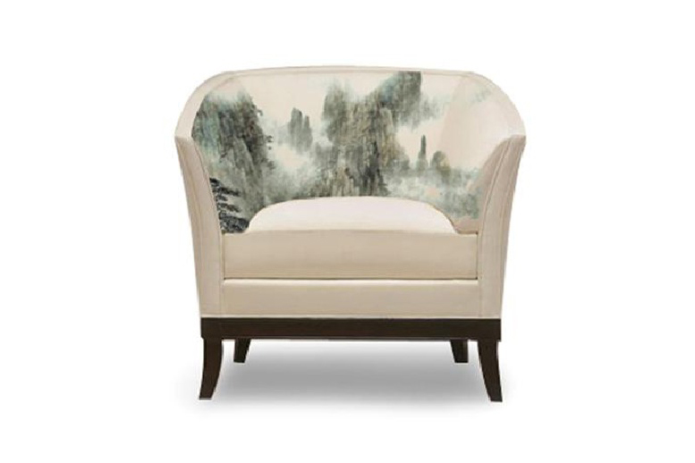 高端新中式山水單人沙發