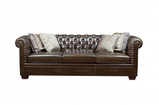 高端簡約別墅家具美式真皮沙發