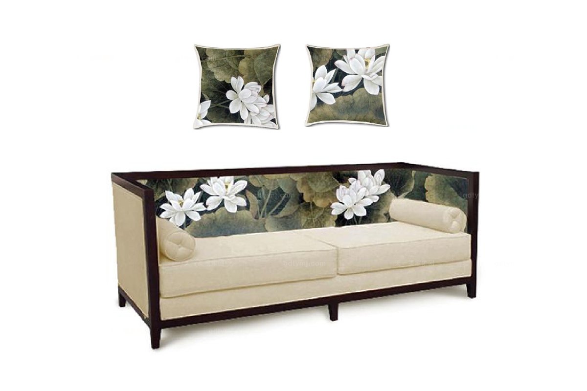 高端新中式荷葉三人沙發