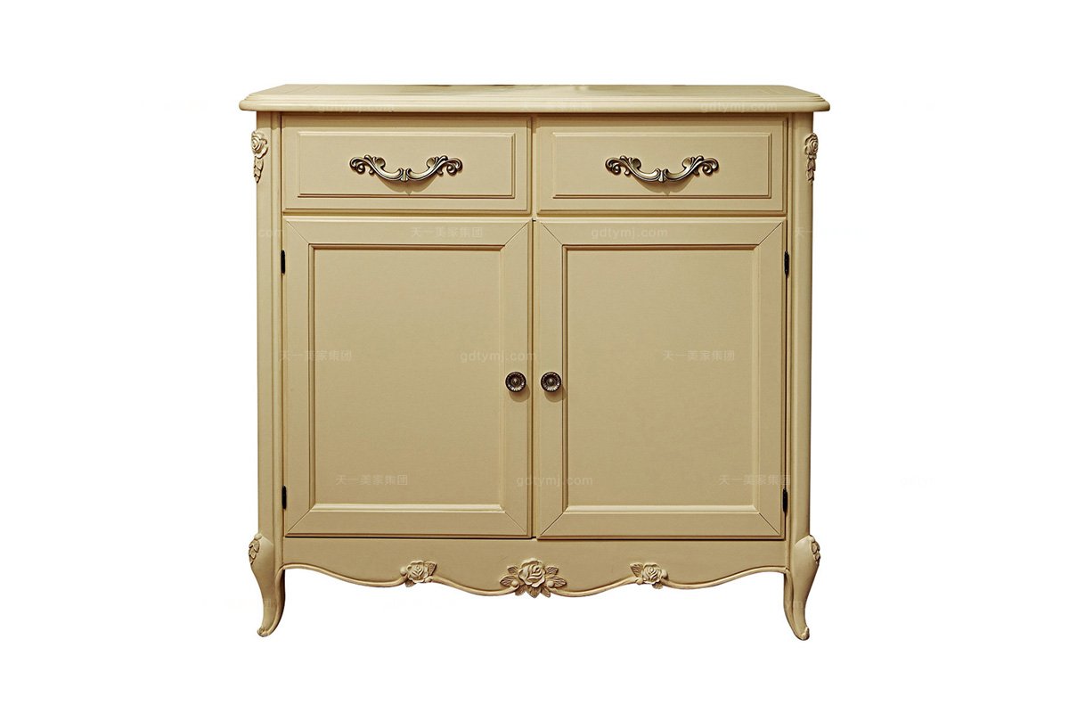 高端法式家具實木象牙白玄關(guān)柜