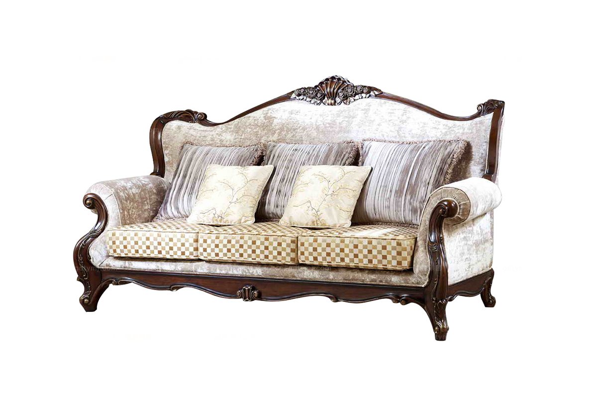 高端法式家具實木三人位沙發