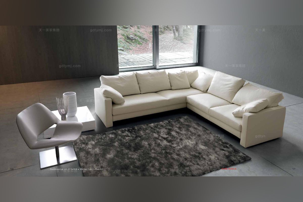  Dema高端時尚簡約現代白色轉角沙發