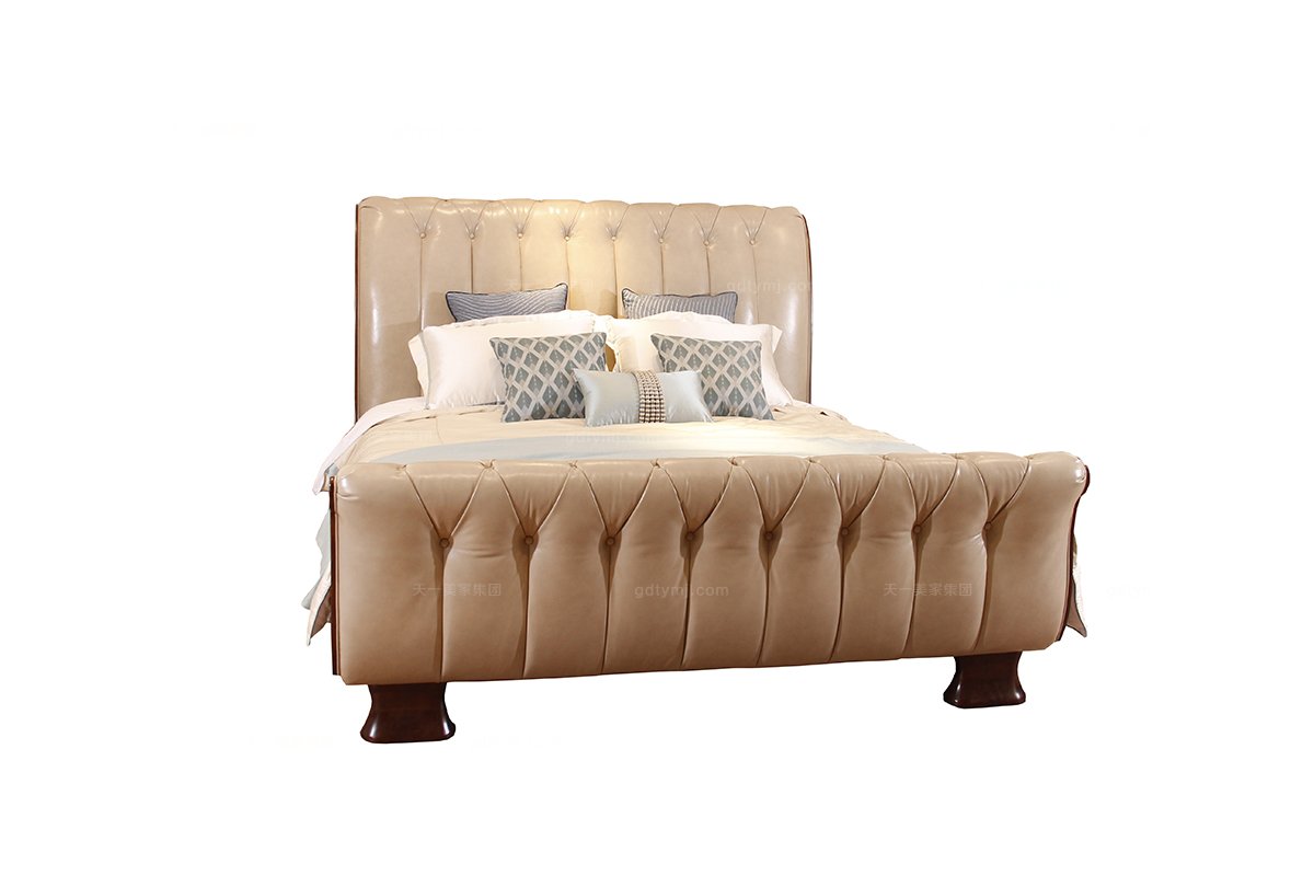 高端時尚大氣現代新古典真皮雙人床