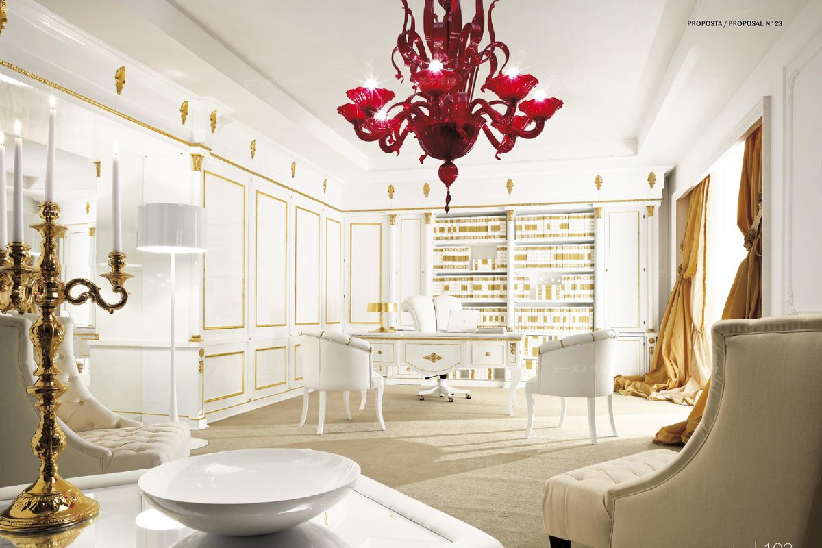 Grilli奢華新古典實(shí)木白色書(shū)房系列