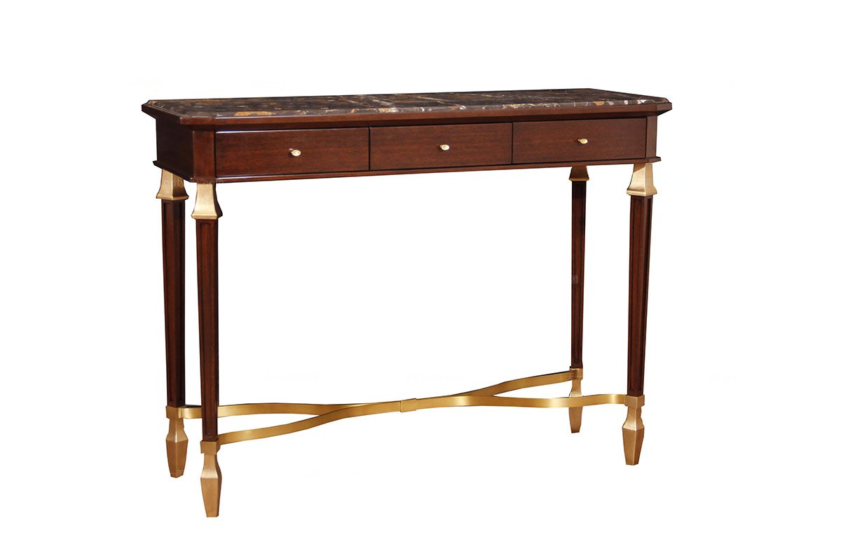 高端品牌現代新古典金色裝飾玄關臺