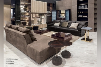 Longhi現代絨布藝客廳長沙發