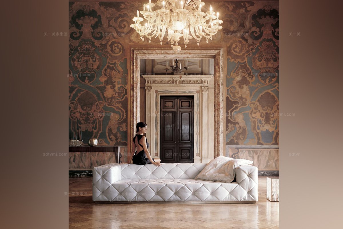 Longhi現代白色長沙發