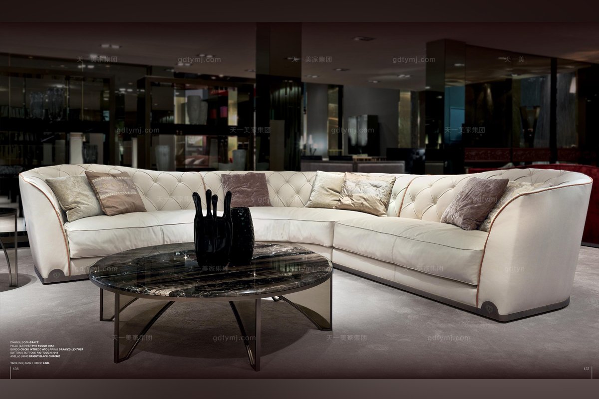 Longhi現代白色轉角沙發