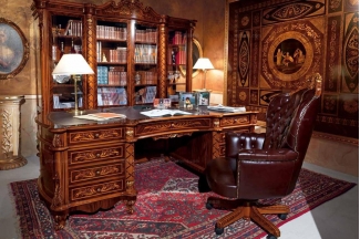 Minotti Luigi&Benigno歐式實木雕花櫻桃色書房系列