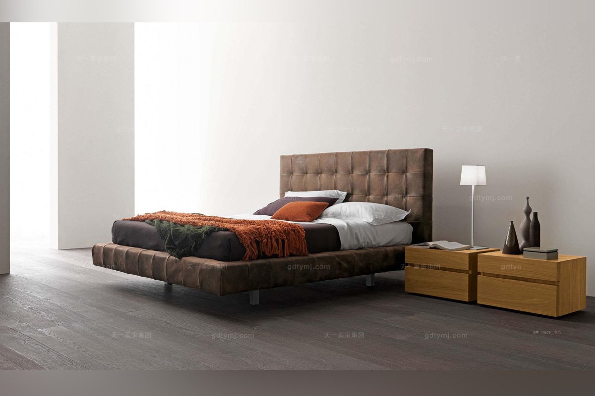 Presotto后現代茶色布藝床