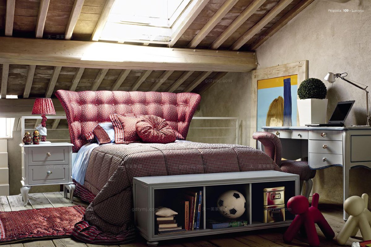 Volpi意大利進口法式高端品牌國外家具網站紅色雙人床