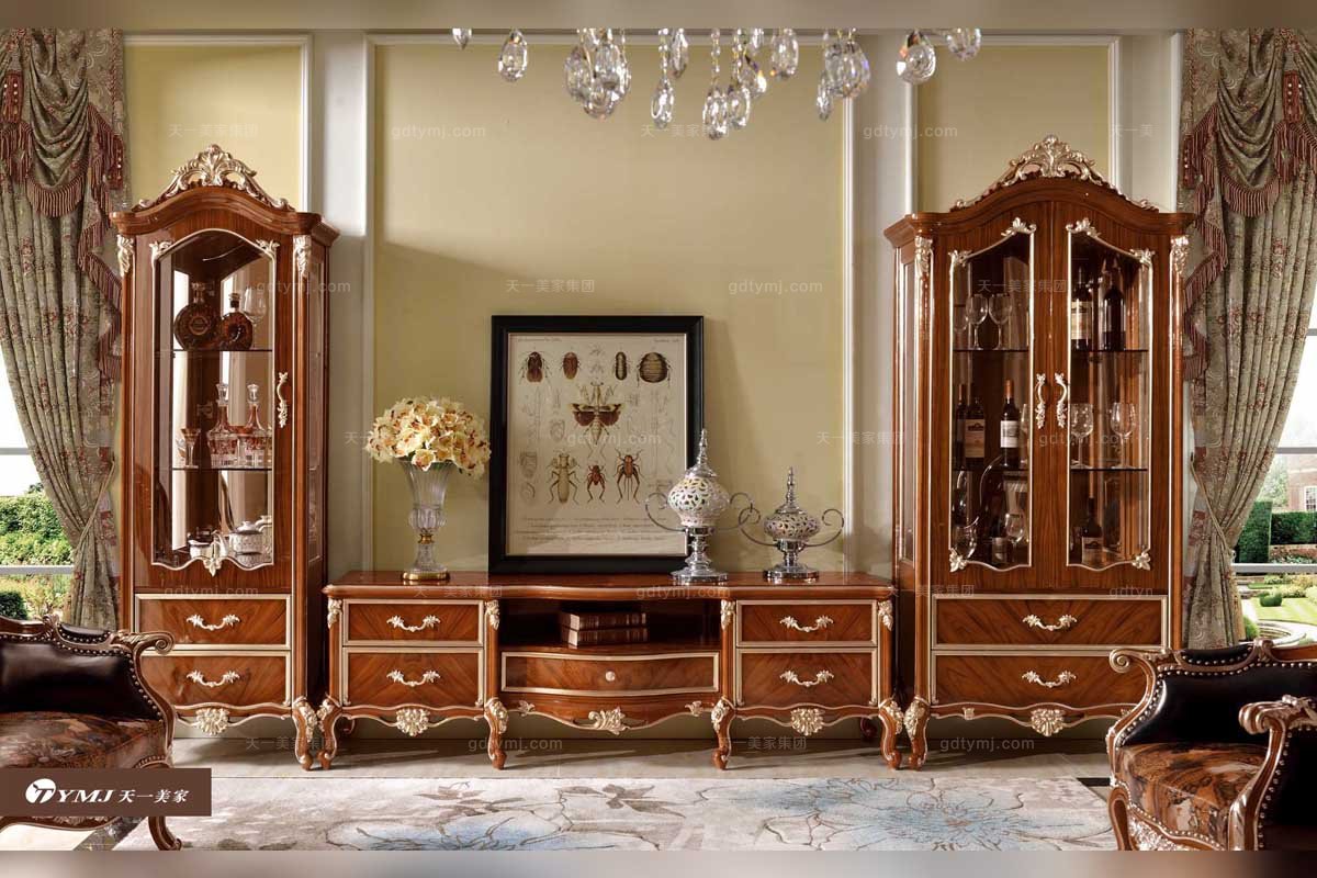 國內名貴別墅會所家具法式實木電視柜組合