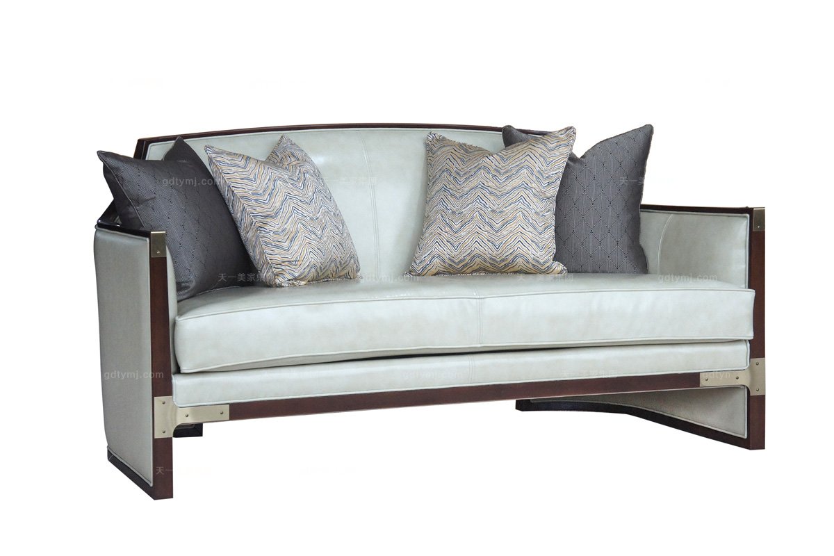 國內高端別墅家具品牌法式風格咖啡色二人位沙發