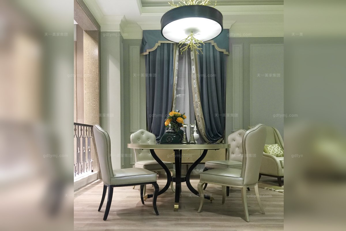 高端家私五星級酒店家具品牌法式黑配銀餐桌