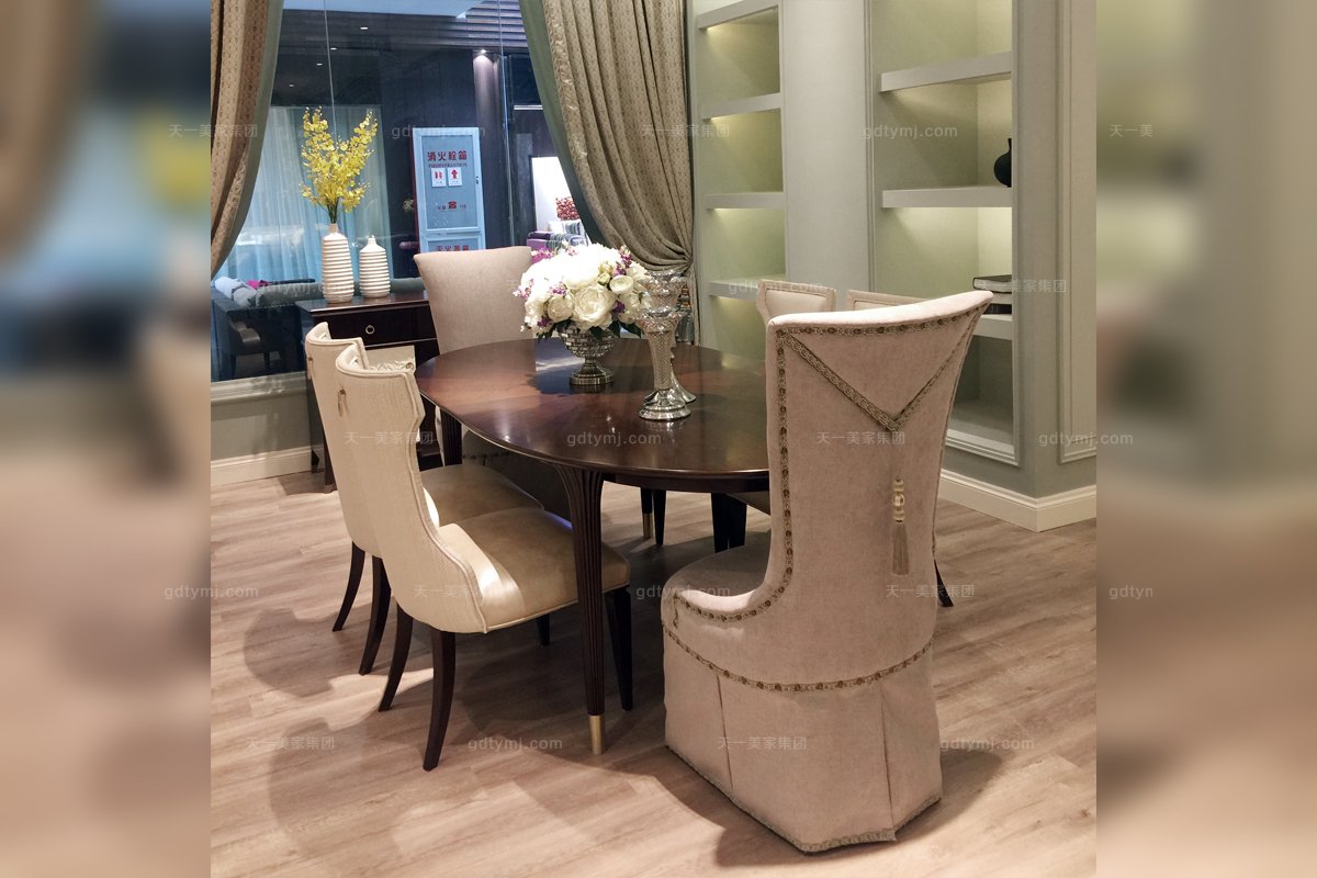 高端家俱五星級酒店家具品牌法式咖啡色餐桌