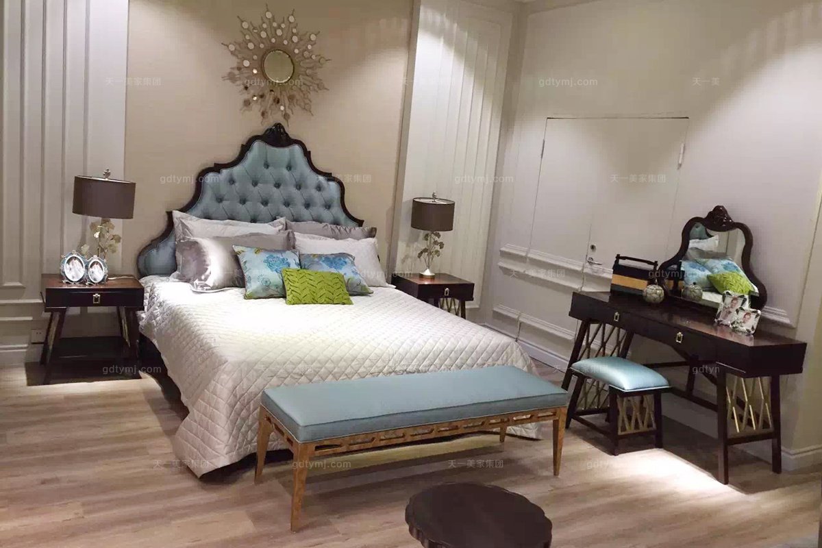 高端家具售樓部家具品牌法式床尾凳