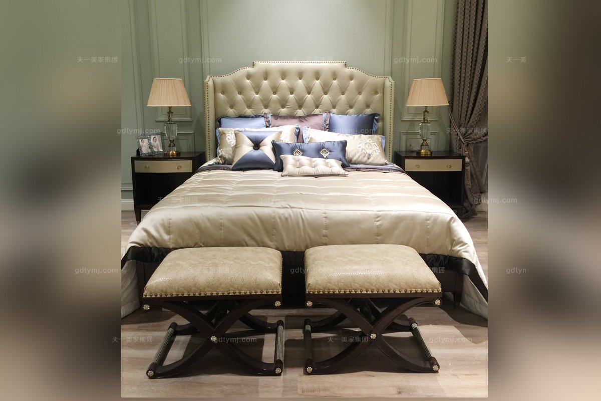 高端家具品牌樣板房家具法式咖啡色梳妝凳