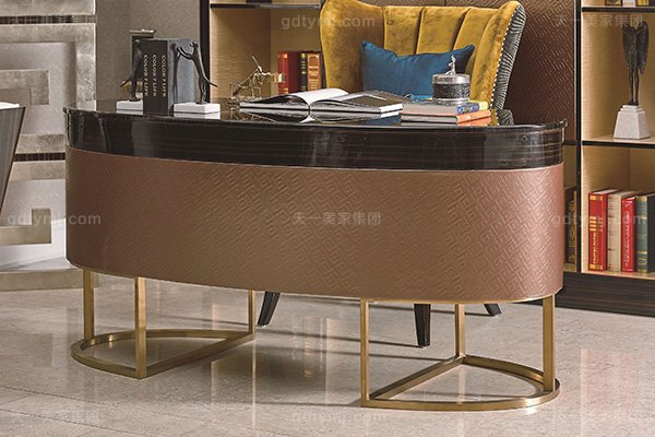 高端豪宅輕奢家具品牌書房后現代輕奢實木家具五金書柜書桌椅組合書桌