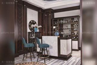 高端會所后現代輕奢風格家具品牌家具大理石吧臺+真皮吧椅組合