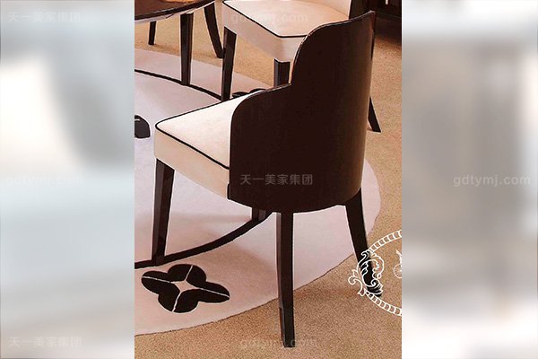 高端后現代輕奢家具客廳餐桌椅玫瑰玉餐黑檀飾面絨布餐椅餐椅