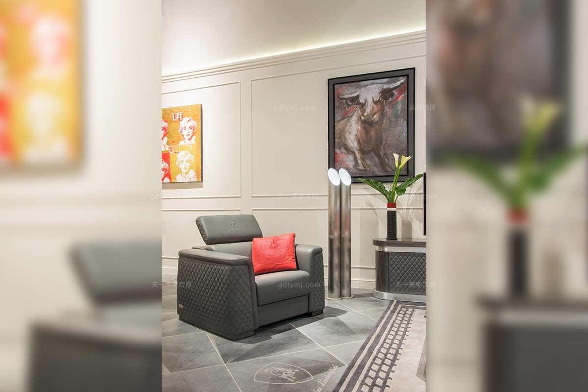 名貴奢華豪華家具品牌客廳輕奢現代灰色舒適功能真皮沙發組合車格子 單品2