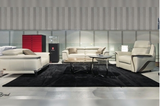 高端輕奢會所家具品牌現代時尚客廳米白真皮軟包沙發(fā)組合