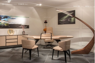 高端輕奢會所家具品牌書房現代時尚米黃色辦公桌椅