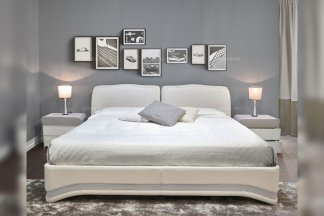 高端輕奢后現代家具品牌別墅臥室時尚米色真皮雙人大床