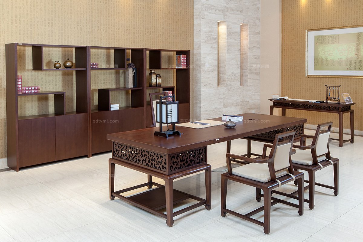 高端銀行學校公司辦公家具品牌現代新中式實木辦公大班臺班椅組合