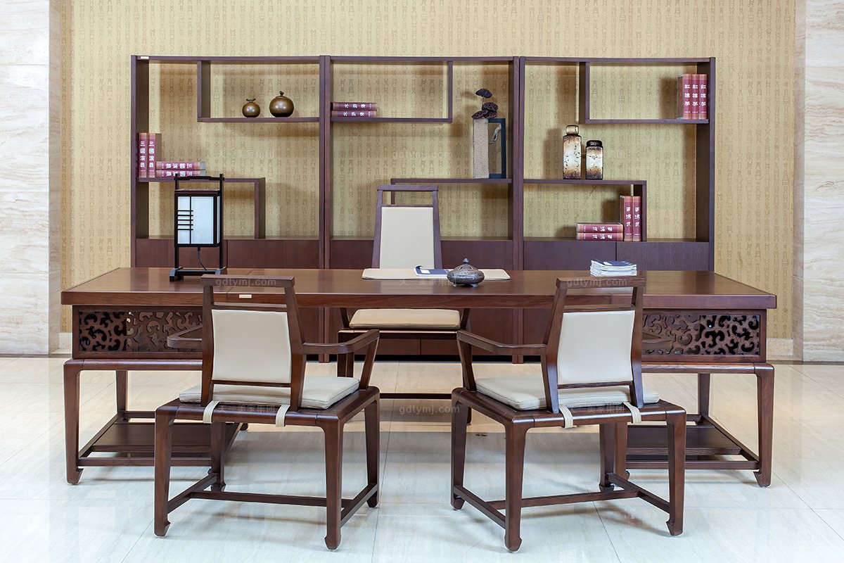 高端銀行學校公司辦公家具品牌現代新中式實木辦公大班臺班椅組合辦公大班臺