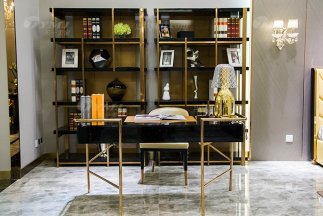 高端別墅家具品牌輕奢后現代書房家具時尚書桌椅組合