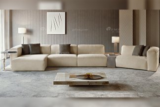 時尚輕奢家具意大利100%純進口別墅家具品牌客廳高彈海棉布藝轉(zhuǎn)角沙發(fā)系列！