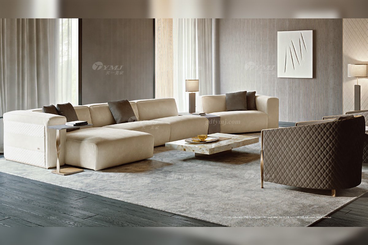 時尚輕奢家具意大利100%純進口別墅家具品牌客廳高彈海棉布藝轉(zhuǎn)角沙發(fā)系列！轉(zhuǎn)角沙發(fā)1