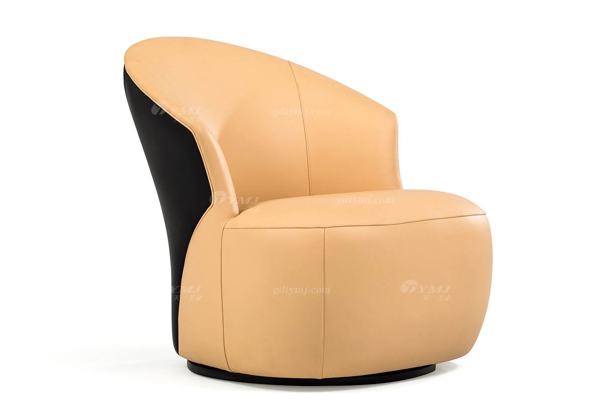 奢華豪宅別墅家具會(huì)所家具后現(xiàn)代客廳橙色真皮時(shí)尚輕奢沙發(fā)組合單位沙發(fā)