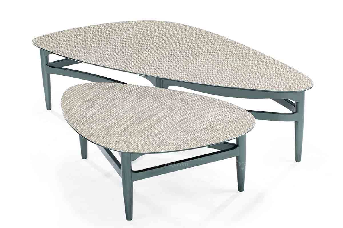 豪華別墅家具奢華會所家具輕奢后現代客廳時尚綠色生態皮沙發組合咖啡桌