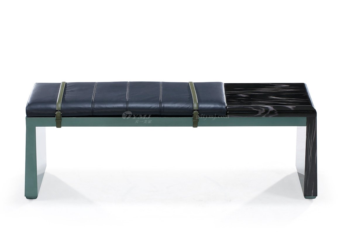 奢華別墅家具時尚奢華樣板間家具輕奢后現代臥室絨面黑蝴蝶綠色雙人大床系列床尾凳