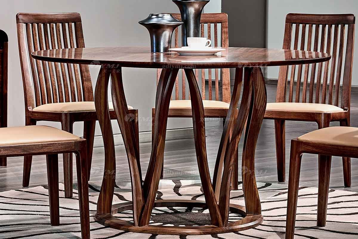 高端別墅家具品牌高檔樣板間家具輕奢新中式風格黑胡桃實木餐廳餐柜桌椅系列餐桌