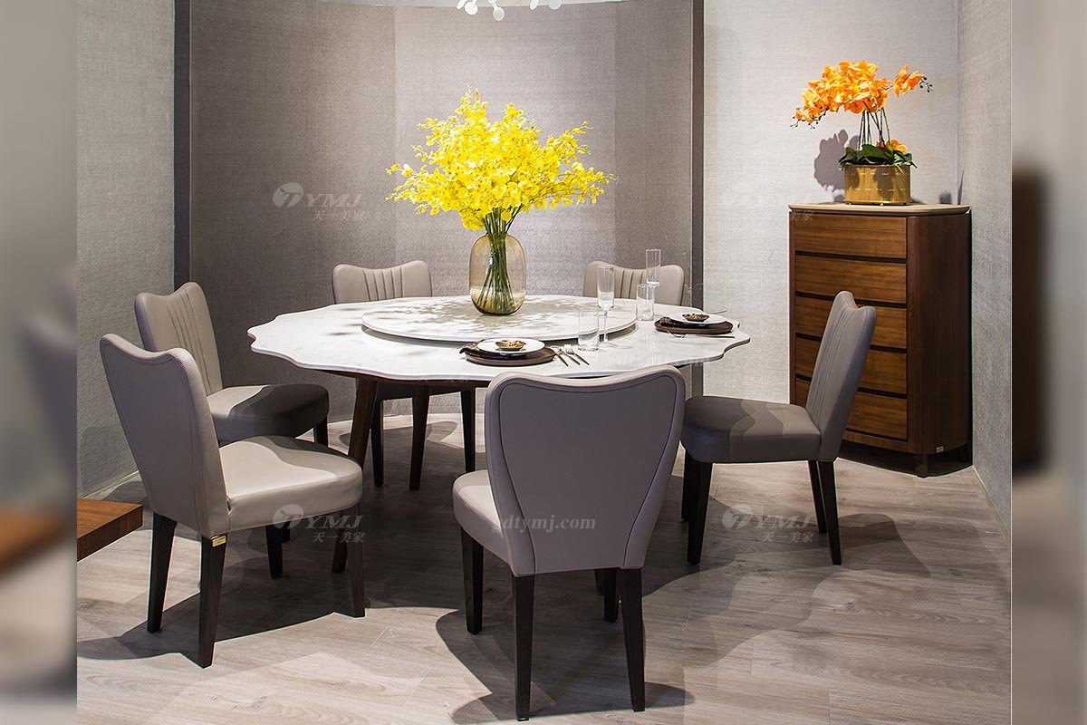 創意別墅會所家具品牌現代極簡北歐餐廳家具大理石餐桌餐椅系列
