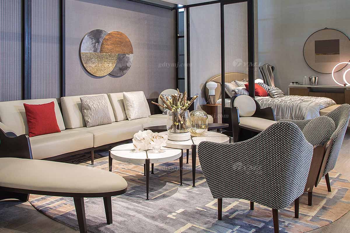 高端別墅會所家具品牌極簡輕奢北歐家具創意高彈高密度海綿優質布藝客廳沙發